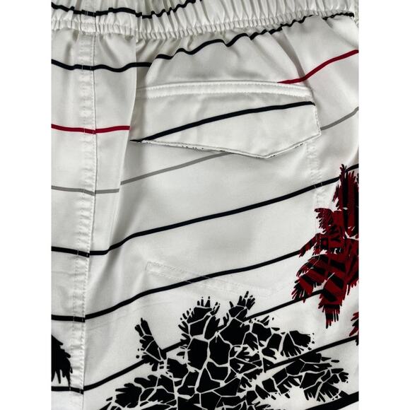 HAWK Men's Swim Shorts Size Large Palm Tree Print Striped Board Shorts - Picture 2 of 7